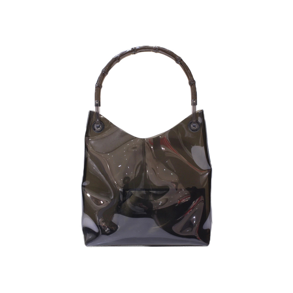 GUCCI Bamboo 2way Shoulder Bag Vinyl Clear Black Clutch